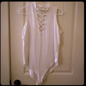 White lace up bodysuit